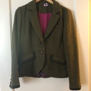 Boden wool blazer hunter green tweed, size 8